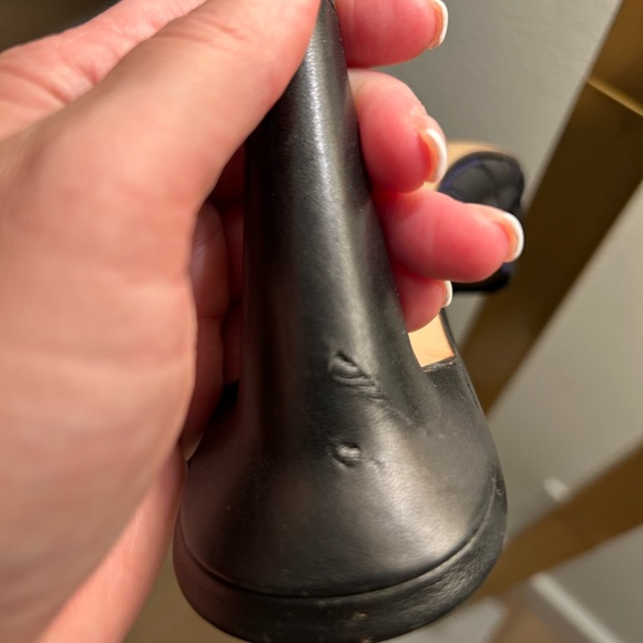 Bottega Vaneta satin heeled slides (black and subtle blue plaid). - Picture 6 of 6